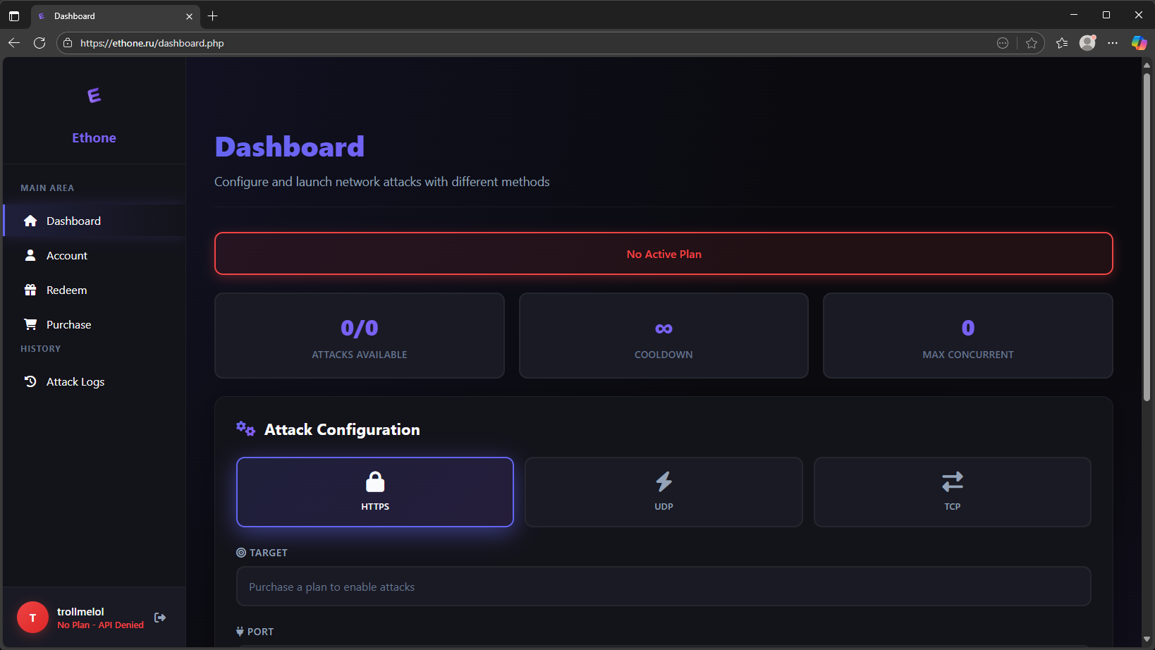 Ethone Dashboard Interface